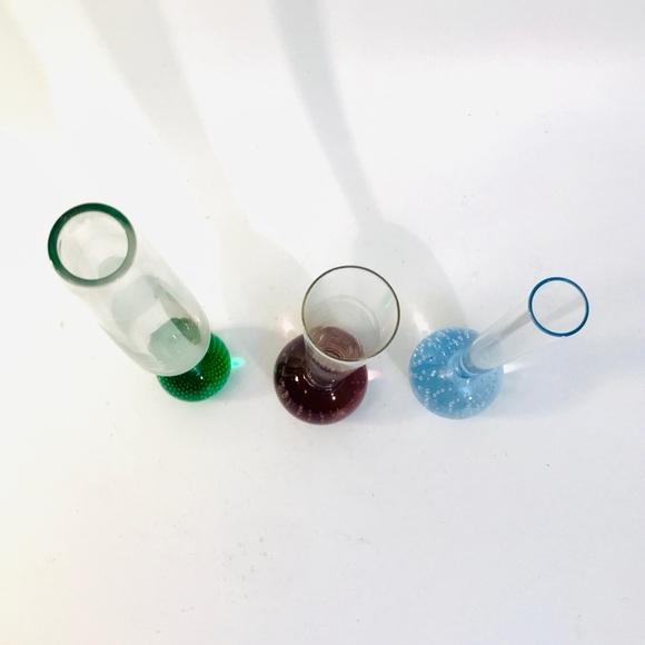 3 Vintage MCM Controlled Bubble Ball Bud Vases 10" 8" Green Blue Purple - Picture 4 of 13